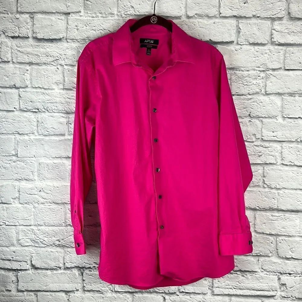 APT.9 Stretch Slim Fit Long Sleeve Dress Career Shirt 16 1/2